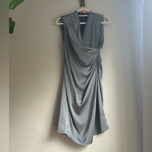 Elegant Silk Gray Sleeveless Dress